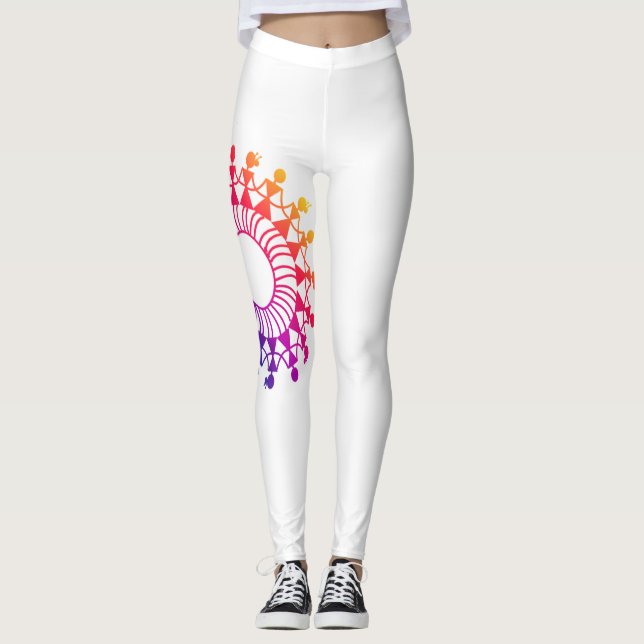 FARBBIGER WARLI ART DESIGN PATTER LEGGINGS (Vorderseite)