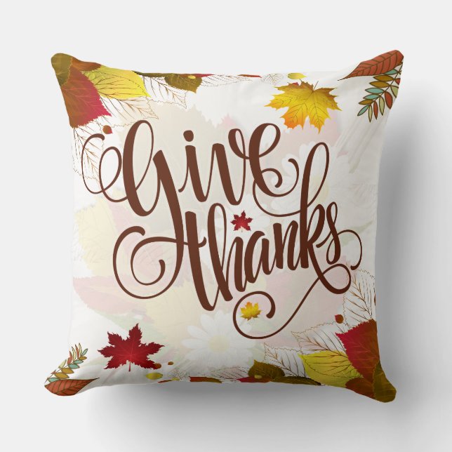 Farbblätter für Herbst & Dankeschön für eleganten  Kissen (Vorderseite)