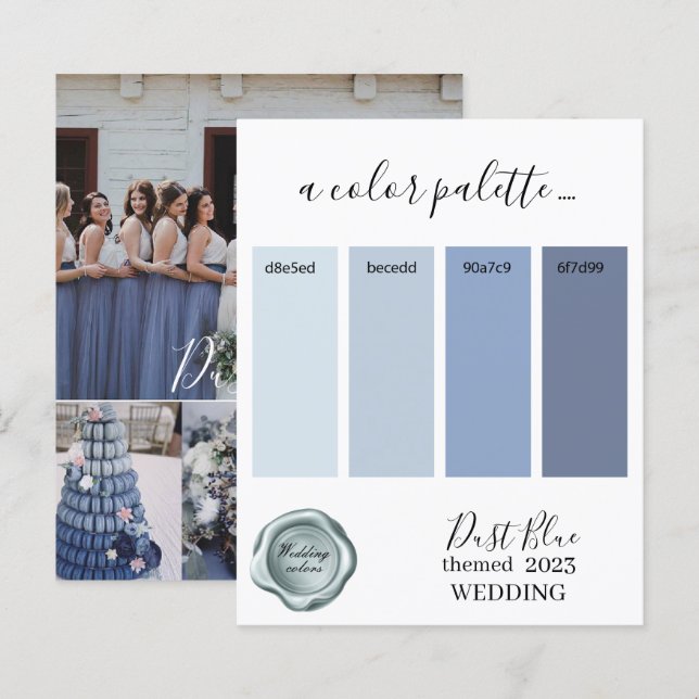 Farbblauer Hochzeitsfarben Palette Karte 2023 (Vorne/Hinten)