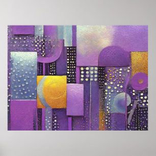Farbblock abstrakt violett und gold ID1043 Poster