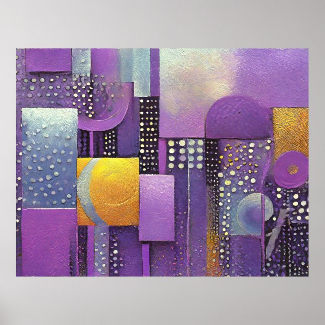 Farbblock Abstraktes Violett und Gold-ID1043 Poster (Vorne)