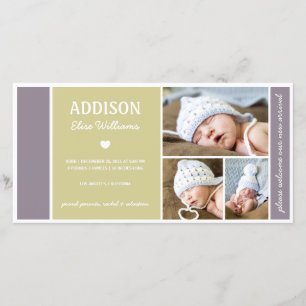 FARBBLOCK BABY BIRTH-ANKÜNDIGUNG ANKÜNDIGUNG