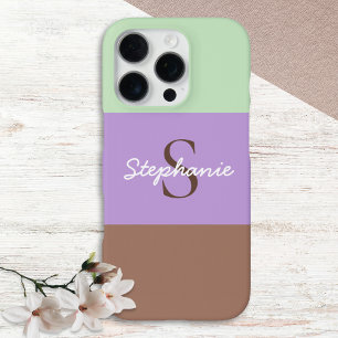 Farbblock Chic Taupe Lilac Green Mit Monogramm iPhone 16 Pro Hülle