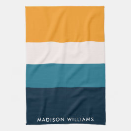 Farbblock für Monogram, Horizontal Stripe Stylish  Geschirrtuch