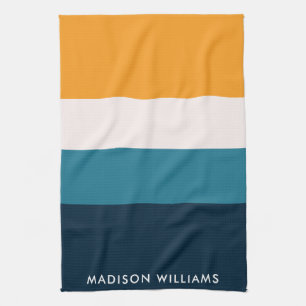 Farbblock für Monogram, Horizontal Stripe Stylish Geschirrtuch