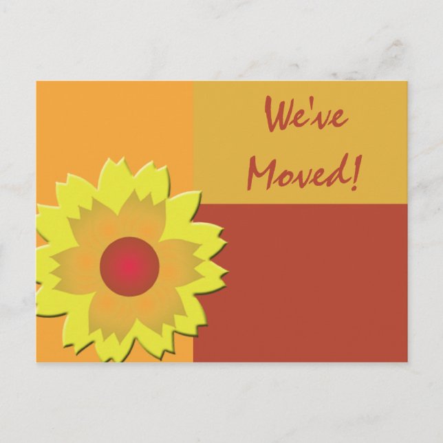 Farbblock für Sonnenblumen Änderung der Adresse Ankündigungspostkarte (Vorderseite)