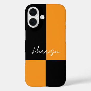 Farbblock Gelb Schwarz Moderne Personalisierung iPhone 16 Hülle