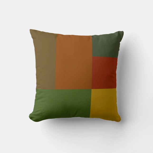 Farbblock Gold Red Olive Green Orange Kissen (Vorderseite)