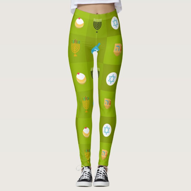 Farbblock grün hanukkah leggings (Vorderseite)
