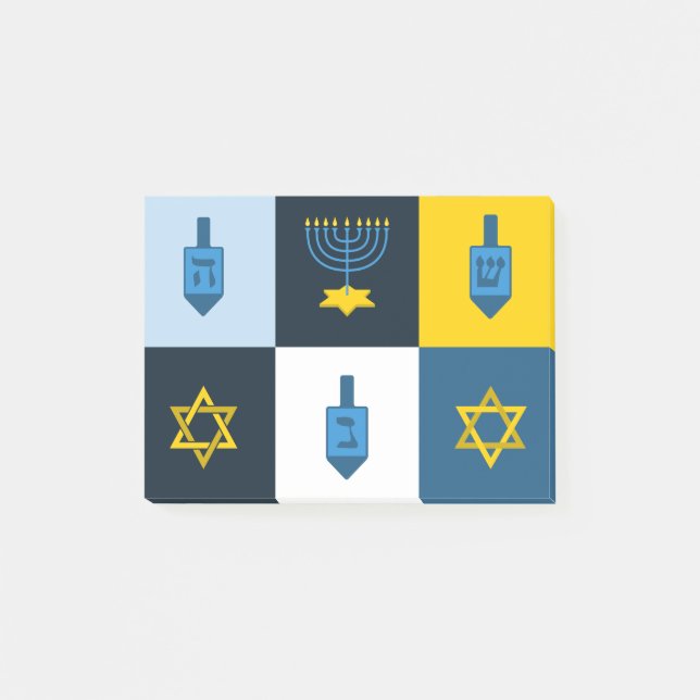 Farbblock hebrew hanukkah post-it klebezettel (Vorderseite)