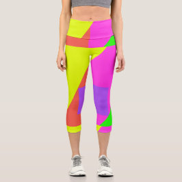 Farbblock hell Fett-Retrodruck Capri Leggings
