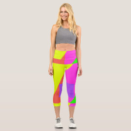 Farbblock hell Fett-Retrodruck Capri Leggings