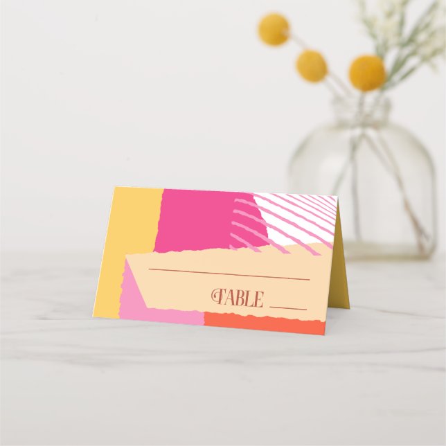 Farbblock Hochzeitstisch Sommer-ID740 Platzkarte (Vorderseite)