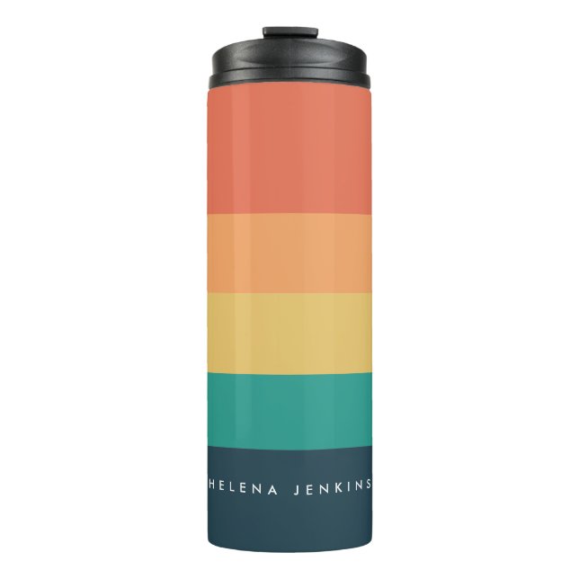 Farbblock Horizontal gestreift Farbeneinfarbiges M Thermosbecher (Vorderseite)