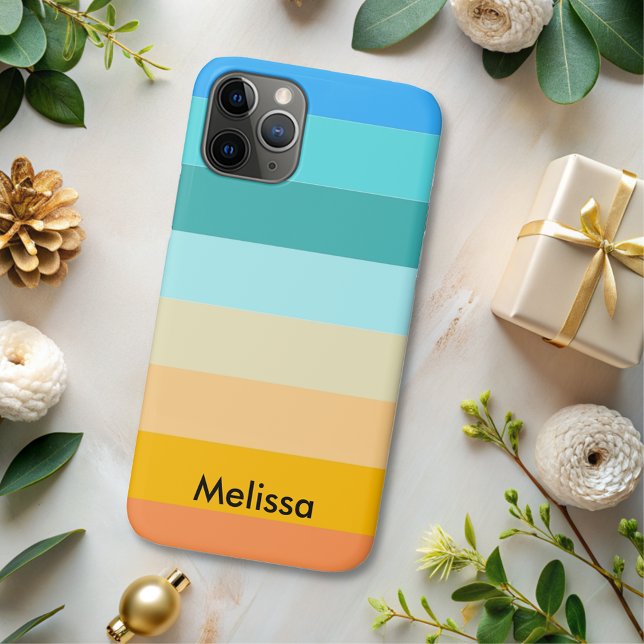 Farbblock Horizontal Streifen Pfirsichgrünes Monog Case-Mate iPhone Hülle (Von Creator hochgeladen)
