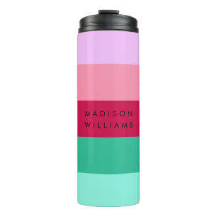 Farbblock Horizontale Streifen Viva Magenta Frühli Thermosbecher