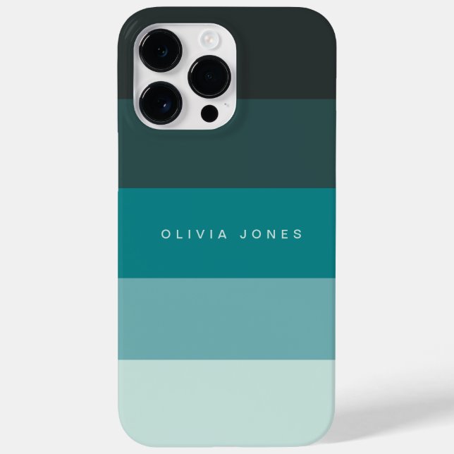 Farbblock Horizontaler Streifen Schwarz und Aquama Case-Mate iPhone 14 Pro Max Hülle (Rückseite)