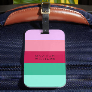 Farbblock Horizontaler Streifen Viva Magenta Frühj Gepäckanhänger