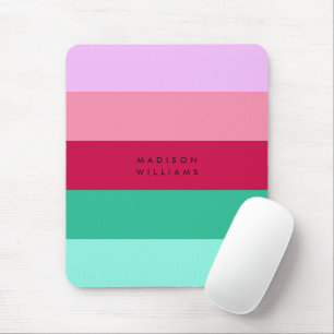 Farbblock Horizontaler Streifen Viva Magenta Frühj Mousepad