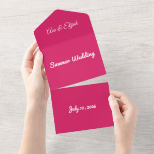 Farbblock in heißem Rosa   Fetter Hochzeitstemplat All In One Einladung
