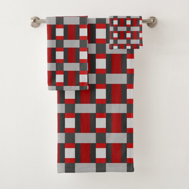 Farbblock in Rot und Grau Badhandtuch Set (Insitu)