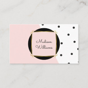Farbblock in weiblichem Pink und Polka-Punktmuster Visitenkarte