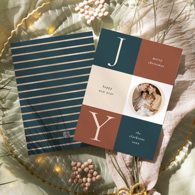 Farbblock-JOY-Neutral-Holiday-Foto Feiertagskarte (Von Creator hochgeladen)