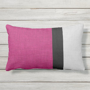Farbblock Linen sehen Fuchsia Schwarz Grau Außenbe Kissen Für Draußen