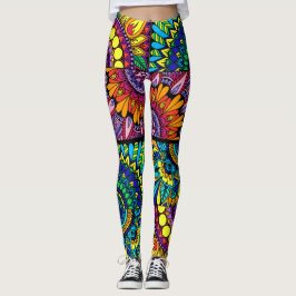 Farbblock-Mandala Leggings