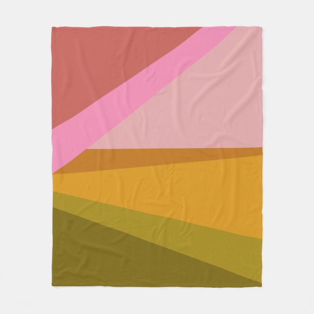 Farbblock Moderne geometrische Kunst | Rosa und Ol Fleecedecke (Vorderseite)