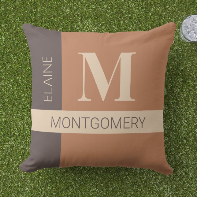 Farbblock Monogram Kissen (Gras)