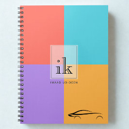 Farbblock Monogram-Notebook mit Art-Line-Funktion Notizblock