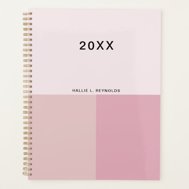 Farbblock Monogramm Blush Pastellfarben Pink Planer (Vorderseite)
