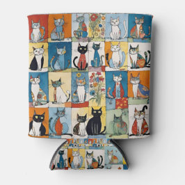 Farbblock-Patchwork-Blumenmuster für Katzen setzen Dosenkühler