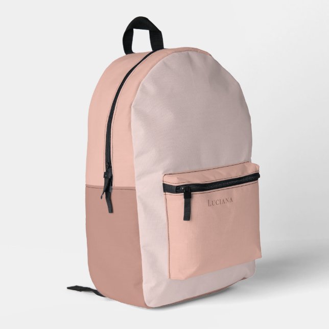 Farbblock Personalisiert mit Name Bedruckter Rucksack (Rückseitige Ecke links)