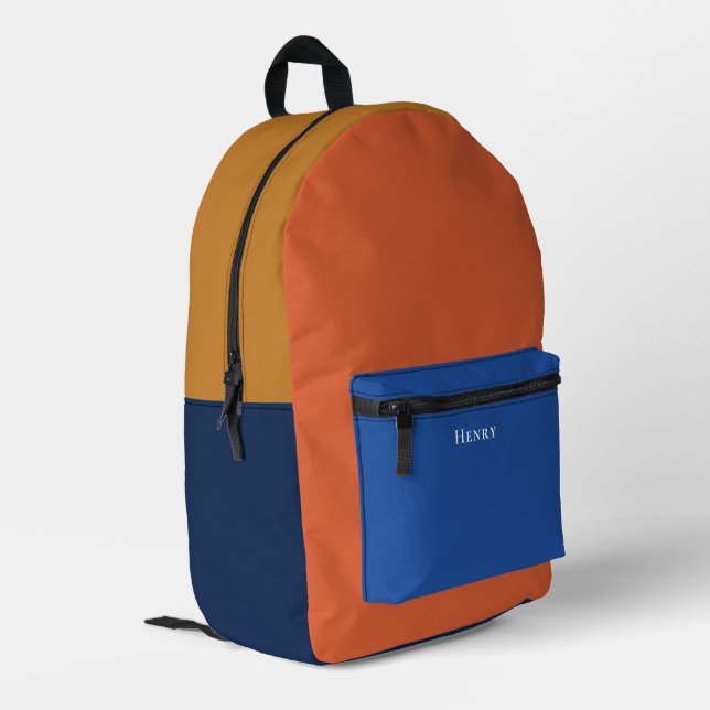 Farbblock Personalisiert mit Name Bedruckter Rucksack (Rückseitige Ecke links)