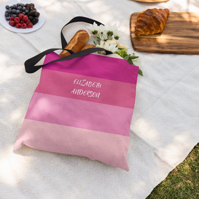 Farbblock Pink Horizontaler Streifen Tasche (Von Creator hochgeladen)