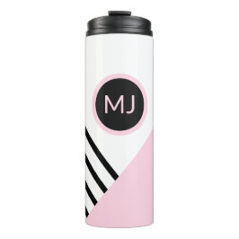 Farbblock Retro Cool Vibe Monogramm Streifen Thermosbecher