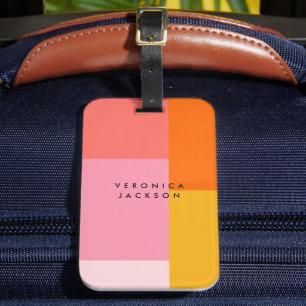 Farbblock Rosa Orange-Gelbe Monografie Gepäckanhänger