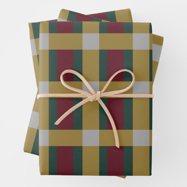 Farbblock rot-grün-silberfarben geschenkpapier set (Beispiel)