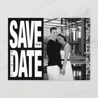 Farbblock - Save the Date benutzerdefiniert - Schw Ankündigungspostkarte