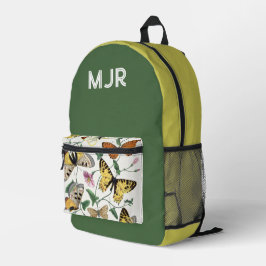 Farbblock Schmetterlinge Grün und Gelb Bedruckter Rucksack
