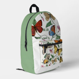 Farbblock Schmetterlinge Olive Green Bedruckter Rucksack