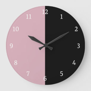 Farbblock Schwarz/Rosa Große Wanduhr