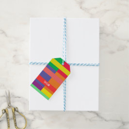 Farbblock Streifen Monogramm Name Regenbogen Geschenkanhänger