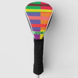 Farbblock Streifen Monogramm Name Regenbogen Golf Headcover