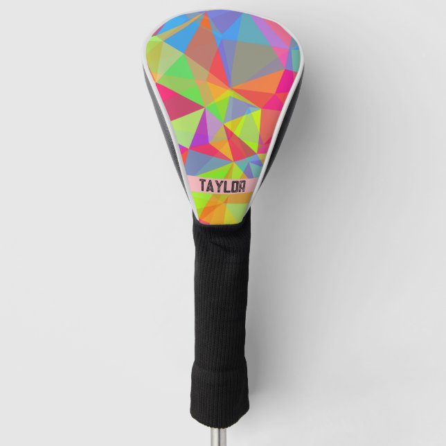 Farbblock Streifen Monogramm Name Regenbogen Golf Headcover (Vorderseite)
