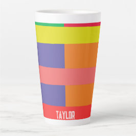 Farbblock Streifen Monogramm Name Regenbogen Milchtasse