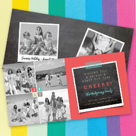 Farbblöcke 2025 Modernes Neujahr 4 FotoCollage Feiertagskarte