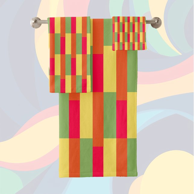 Farbblöcke 3 rot-grün badhandtuch set (Von Creator hochgeladen)